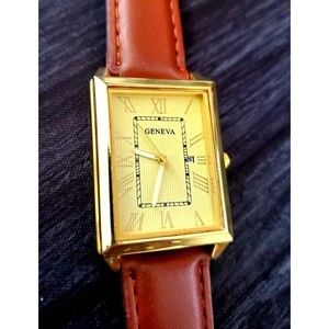 Geneva Classic Vintage‎ Look Men's Louis Tank Large 37mm Watch New **